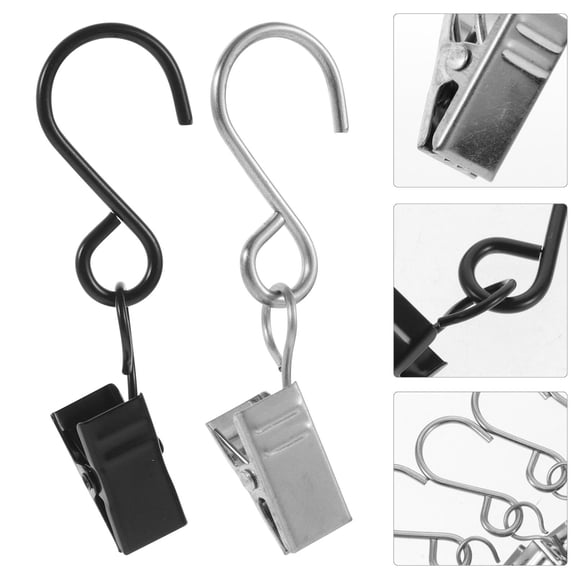 SOPOTUTU Curtain Track Hooks Iron Black 20Pcs