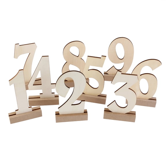 SOPOTUTU Wood Table Numbers Wedding Wooden Number with Holder Base Raw Wood 20Pcs 4.72In