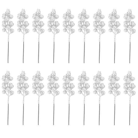 SOPOTUTU Artificial Berries Branches Silver 24Pcs 7.9X1.6X1.6In