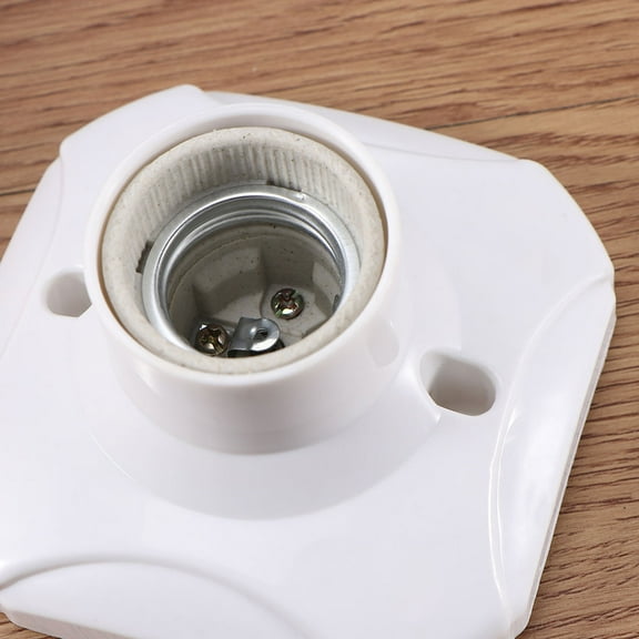 SOPOTUTU 6Pcs White Ceramic Lamp Holder E27 Flat Bottom Light Base for Restaurant Use