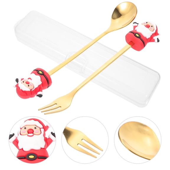 SOPOTUTU 2PCS Small Dessert Forks and Spoons Set Stainless Steel Cutlery for Buffet, Party, and Everyday Use