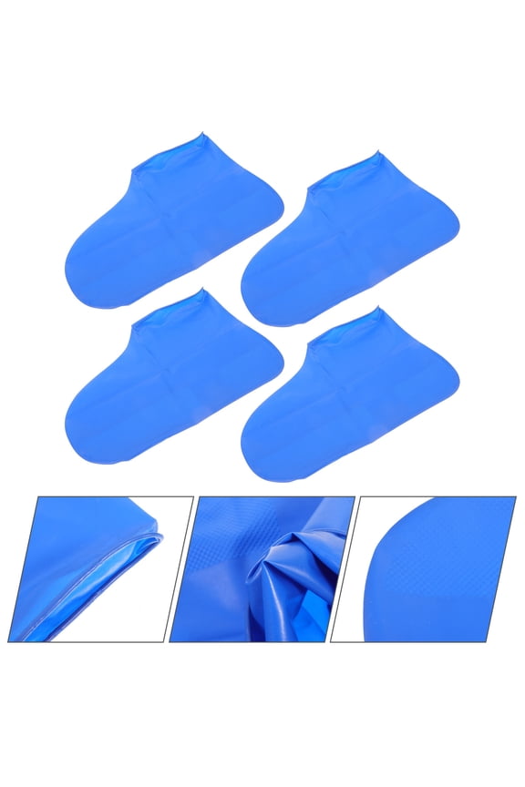 2Pairs Durable Blue Latex Waterproof Boot Protector with Non Slip Design for Outdoor Use