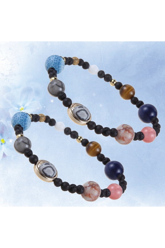 Set of 2 Adjustable Bracelets with Natural Stone Beads for Women, Ethnic Style Multi-Color Birthday Gift Ideas