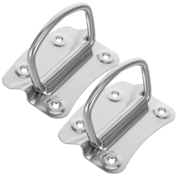 SOPOTUTU 2Pcs Heavy Duty Stainless Steel Tool Box Handles Spring Loaded Foldable Ring Pulls