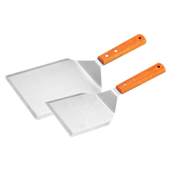 SOPOTUTU 2Pcs Bbq Spatula with Wood Handle for Home Cooks in Cooking 11.4x4.7in