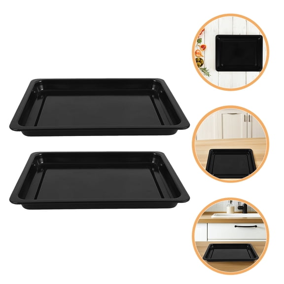 SOPOTUTU 2Pcs Black Enamel Rectangle Baking Sheets Heat Resistant for Oven and Bakery