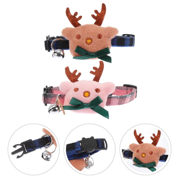 SOPOTUTU Chic Blue Pet Dog Collar Adjustable Christmas Design Easy on and Off 2Pcs