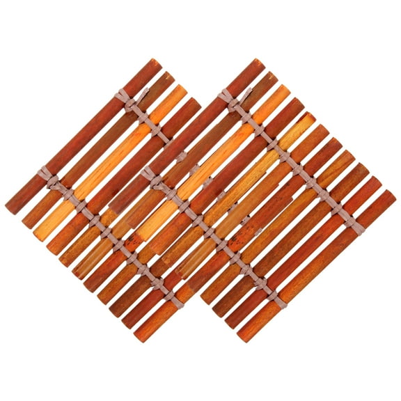 SOPOTUTU 2Pcs Brown Bamboo Place Mats for Indoor Use 10x10in Table Setting