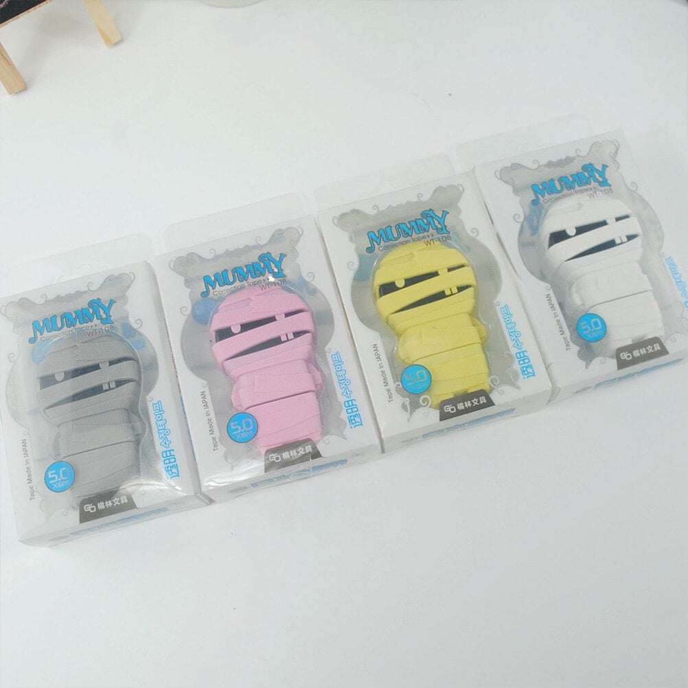 Cute Mummy Shape Correction Tape - 4 Pack, Random Colors, Easy-Use White-Out For Students