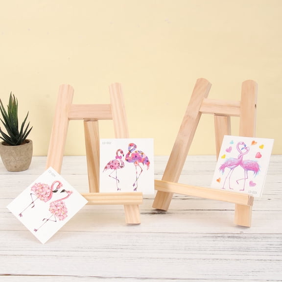 SOPOTUTU 2Pcs Beige Wooden Painting Easel with Triangle Bracket for Photo and Art Display