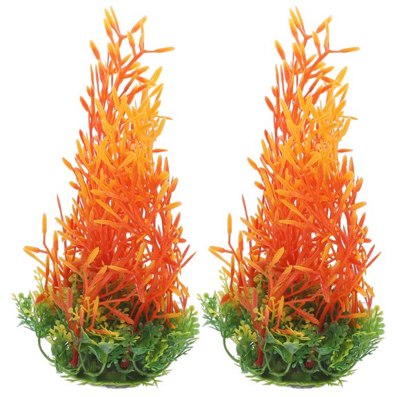 SOPOTUTU 2Pcs Aquarium Plant Decorations Assorted Color Plastic Fake Plants for Fish Tank