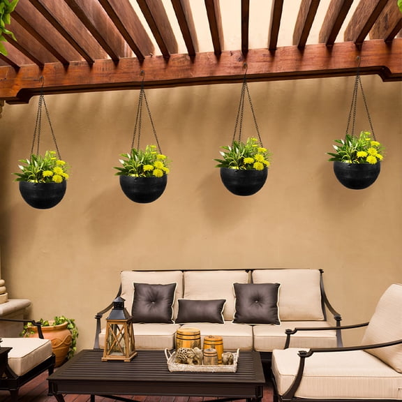 SOPOTUTU Self-Watering Thick Green Vine Planter, Black, for Indoor and Outdoor, 2Pcs