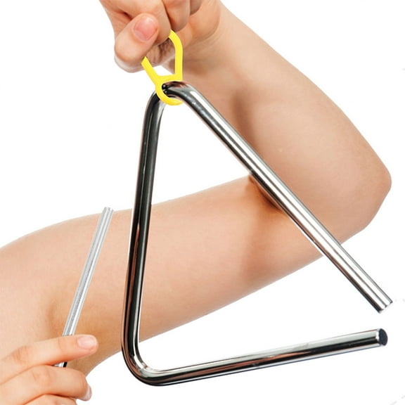 SOPOTUTU 2-Piece Musical Triangle Set with Iron Beaters and Non- Handle for Percussion Performance & Music Practice