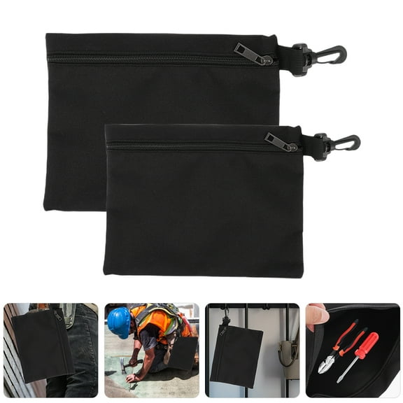 SOPOTUTU 2Pcs Large Capacity Black Tool Storage Bags Zipper Pouch Portable for Outdoor Use