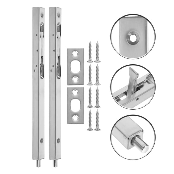 SOPOTUTU 2Pcs Plated Silver Door Latch Stainless Steel Bolt with Predrilled Screws Easy Stable Fixing for Doors