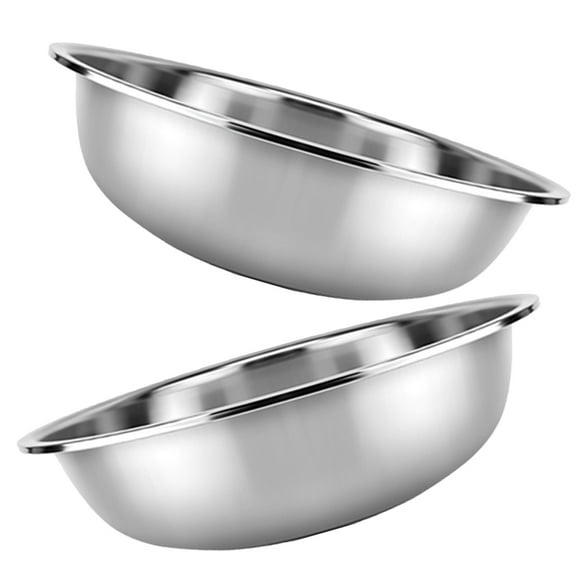 SOPOTUTU 2-Piece Stainless Steel Fruit & Vegetable Washing Bowls Set, 11-Inch Round Kitchen Prep Bowls for Food Cleaning