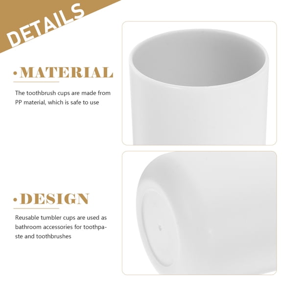 SOPOTUTU 2-Pack White Tooth Rinsing Cups with Ergonomic Grip Bathroom Tumblers for Daily Oral Care