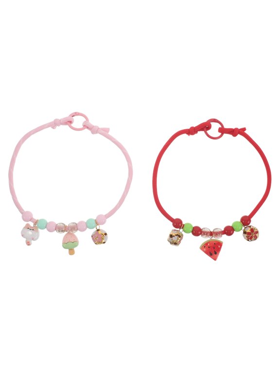 Adjustable Beaded Pet Necklace Resin Acrylic for Cats and Dogs 2Pcs