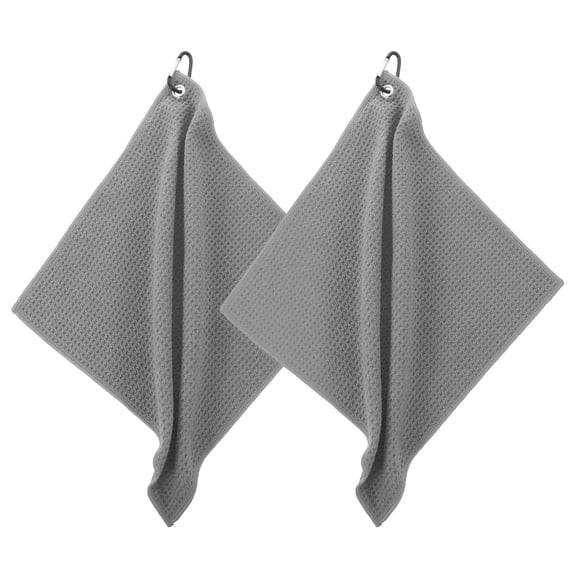 SOPOTUTU Compact Golf Towel Grey Microfiber with Cleaning Function 2Pcs