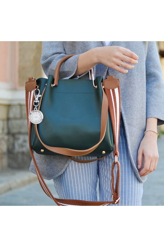 2-Pack Stylish Pocket Watch Keychain with Stainless and Easy-to-Read Dial