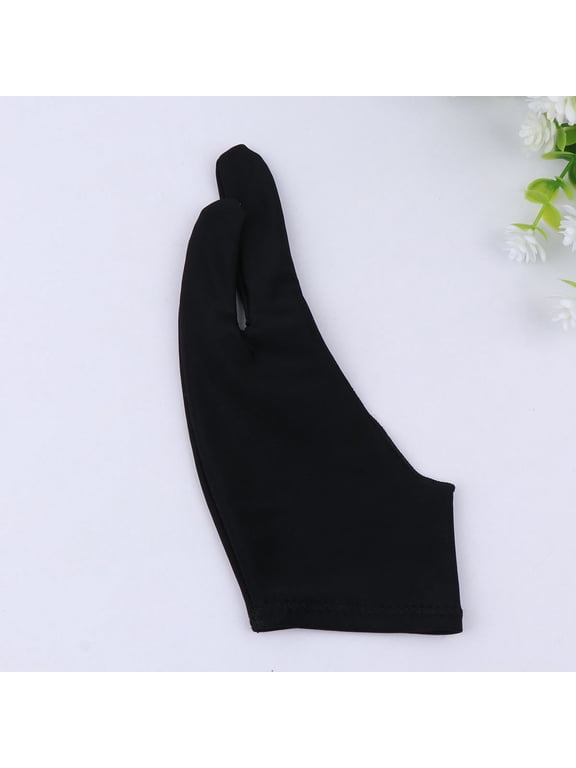 2Pcs Two Finger Curved Drawing Gloves for Tablet and Sketching in Black