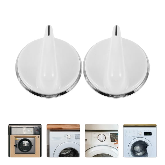 SOPOTUTU White Plastic Washer Dryer Knobs 2-Pack Replacement Parts for Appliance Control