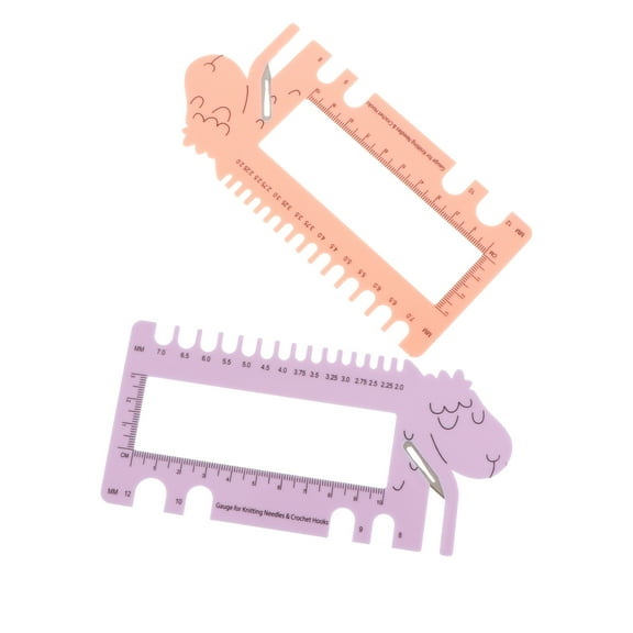 SOPOTUTU 2-Pack Lightweight Flexible Crochet Needle Gauge with Cute for Knitting and Crafting