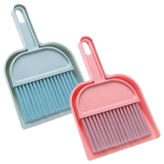 SOPOTUTU Small Broom and Dustpan Set, Assorted Colors, PP Material, Easy to Clean Desktop Cleaning Tool, 2 Sets Included