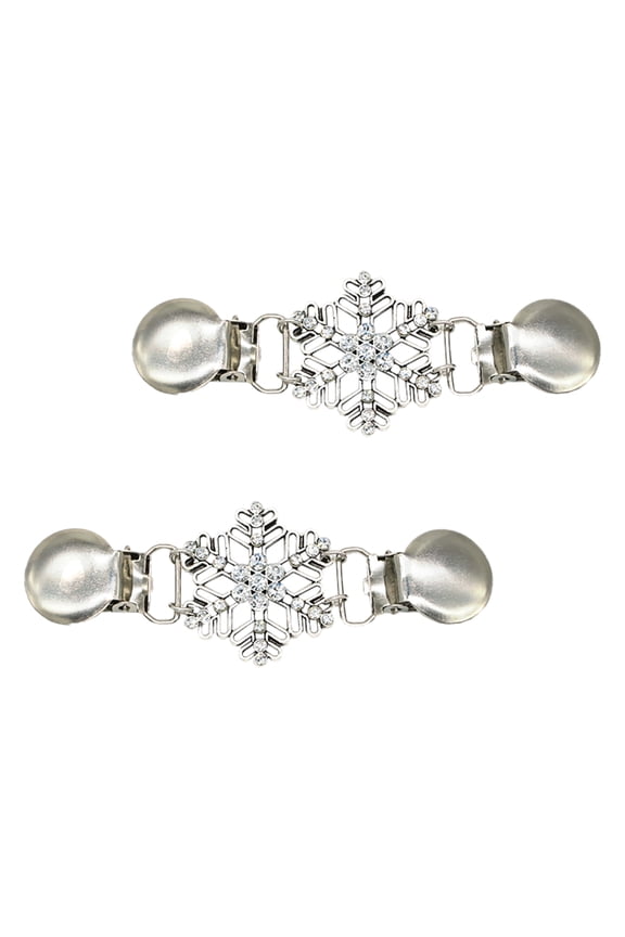 2-Pack Snowflake Lapel Pin Brooch Set with Silver Rhinestones for Daily Wear Accessories