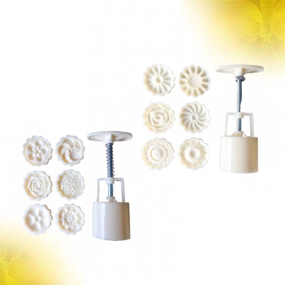 SOPOTUTU 3D Moon Cake Mould Set of 2 White ABS Plastic Baking Mold for Making