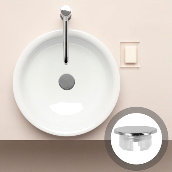 SOPOTUTU 2-Pack Sink Hole Plug Covers, Round Copper Plastic Drain Stoppers for Kitchen and Bathroom