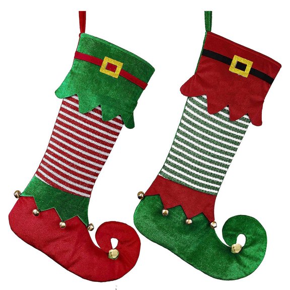 SOPOTUTU 2-Pack Christmas Stocking Candy Bags Assorted Colors Holiday Decor Festive Holders