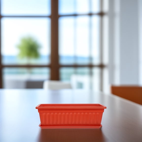 SOPOTUTU 2Pcs Rectangular Plastic Planter Boxes for Indoor and Outdoor Plants with Drainage Tray