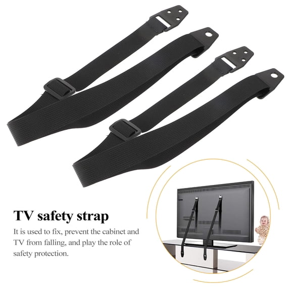 SOPOTUTU 2Pcs Adjustable Black TV Furniture Fixing Strap Heavy Duty Anti Tip Safety Belt