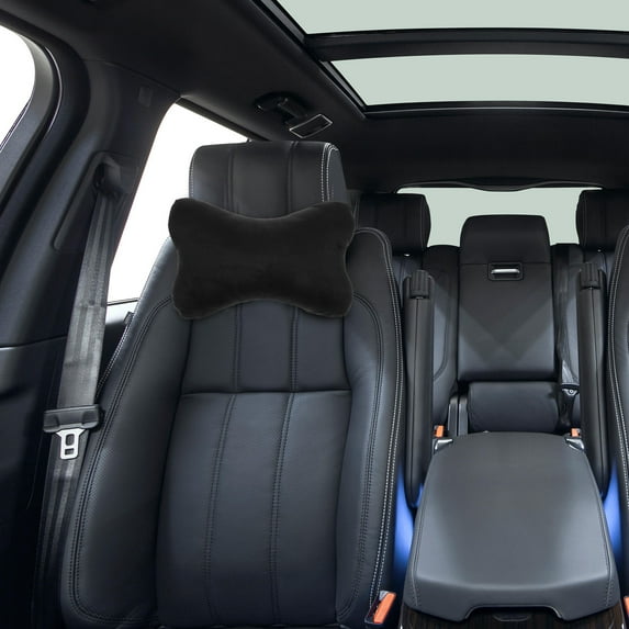 SOPOTUTU 2Pcs Breathable Plush Car Neck Pillow Black Headrest Cushion for Driving Support