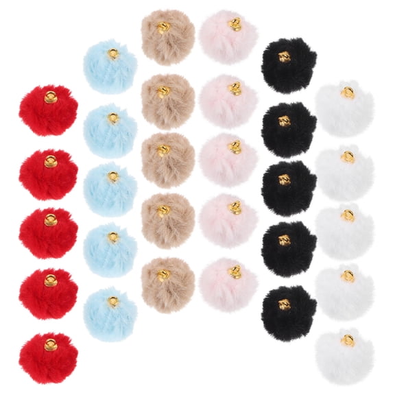 SOPOTUTU 30 Pieces Mini Black Plush Pompoms for Crafting, Projects, Decorations, Kids Crafts, and Making