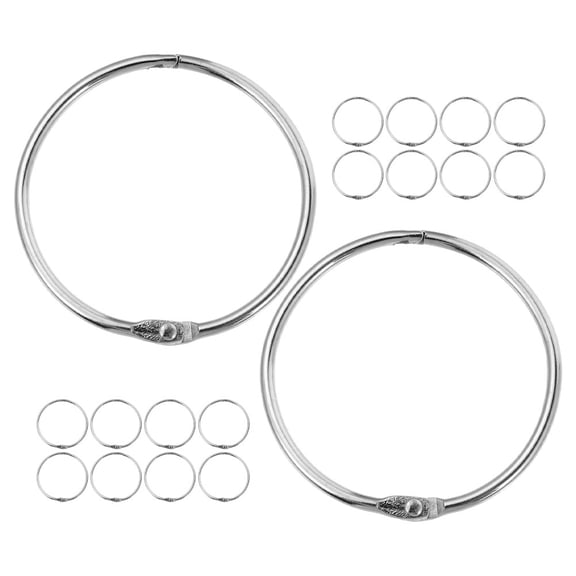 SOPOTUTU curtain rings with clips for Bathroom Curtains in Silver Metal Hanging 30pcs