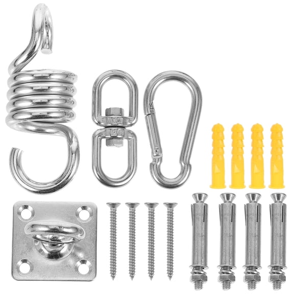 SOPOTUTU 1Set Heavy Duty Plated Silver Hammock Hanging Kit Stainless Steel Snap Hook Carabiner Ceiling Hanger
