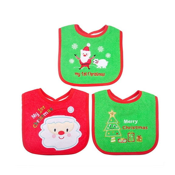 SOPOTUTU 3-Pack Infant Bibs, Soft Polyester Cotton Blend, Red Drool Catcher for Baby Mealtime and Feeding