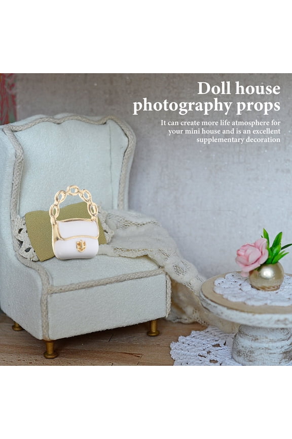 3Pcs Tiny Miniature Purses Mini House Shape Bag Charm White Alloy Realistic Mini House Setup
