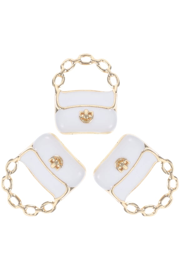 3Pcs Tiny Miniature Purses Mini House Shape Bag Charm White Alloy Realistic Mini House Setup