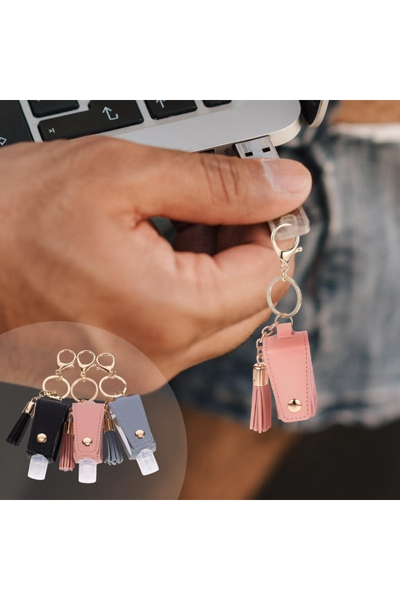3Pcs Refillable Travel Bottle Key Chain Assorted Color for Storage with Decorative Tassel
