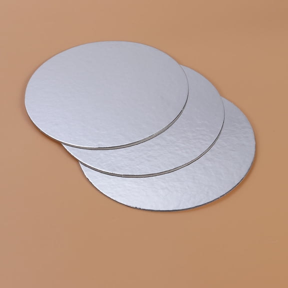 SOPOTUTU 3Pcs Paper Cake Pads Plated Silver Round Cardboard for Baking Cheesecake Pizza and Easy Cleanup