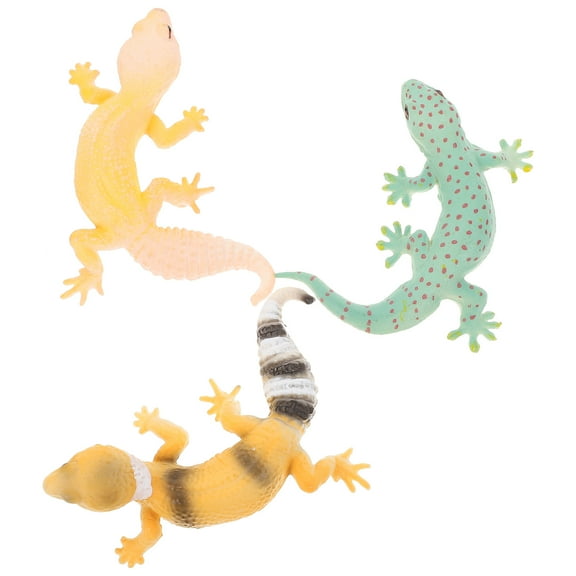 SOPOTUTU 3pcs Realistic Gecko Figures Plastic Reptile Models for Educational Use