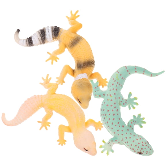 SOPOTUTU 3pcs Realistic Gecko Figures Plastic Reptile Models for Educational Use