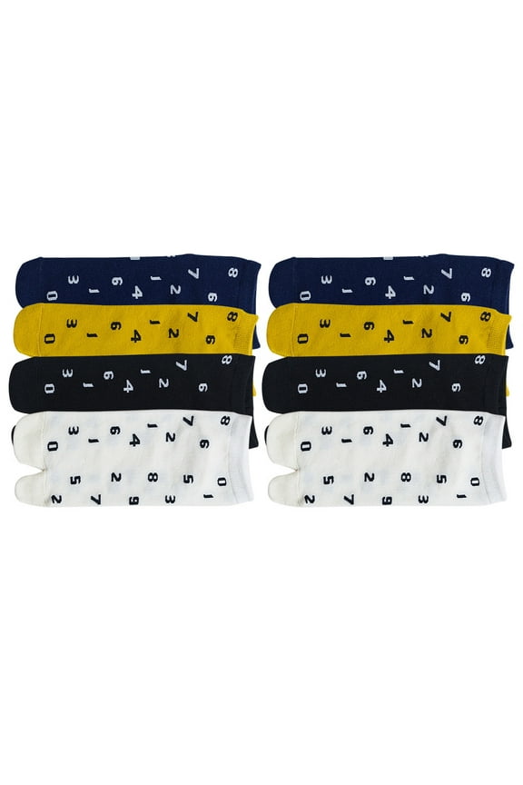 Funny Socks Cotton Durable Yellow with Black Numbers 4 Pairs