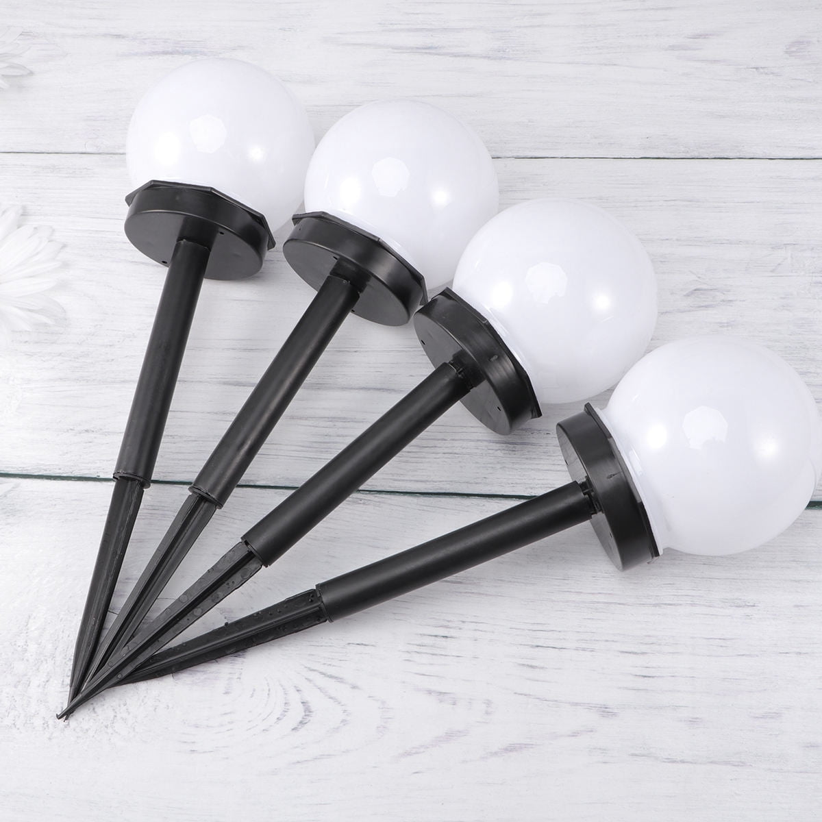 SOPOTUTU Solar Garden Lights 4-Pack Transparent Round Shape Outdoor ...