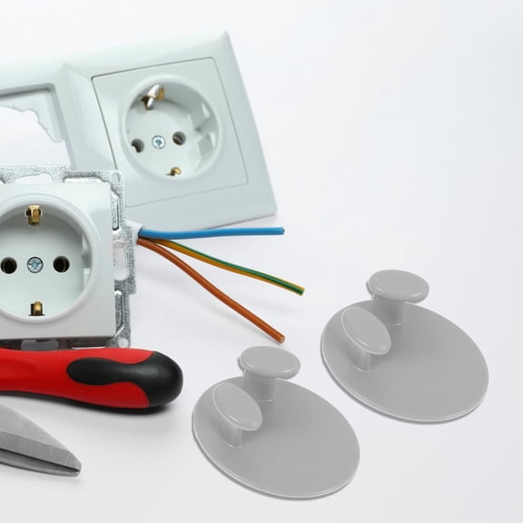 SOPOTUTU 4 Pcs Grey Wall Hooks Cord Organizer for Home Interior, Synthetic Material, Easy Mounting