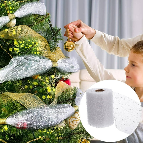 SOPOTUTU White Mesh Roll Flower Packaging Yarn for Crafts and Wrapping, 4 Rolls Decorative Floral Wrap