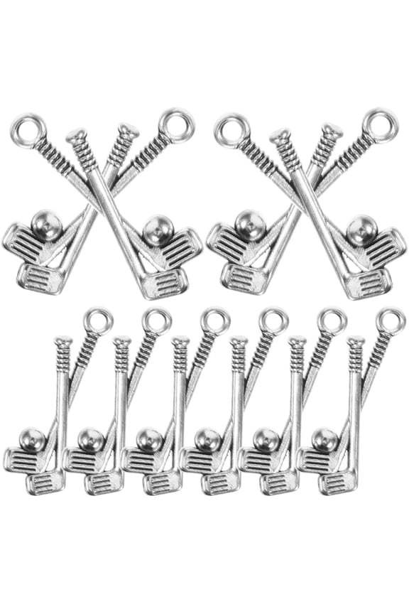 40Pcs Sturdy Metal Golf Bat Charms for Handmade Jewelry Crafting and Keychain Decorations